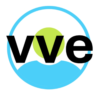 logo met blauw en groen van SlimmeBuur met tekst vve erin